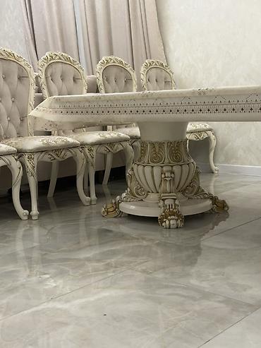 Столы для зала: Роскошный обеденный стол в классическом стиле. - Форма: прямоугольная — 3