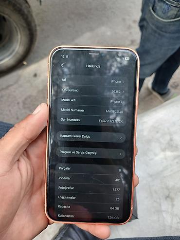 iphone 5e: IPhone 11, 64 GB, Narıncı, Simsiz şarj, Face ID — 7