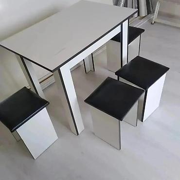 stol və stul: Mətbəx üçün, Yeni, Açılmayan, Kvadrat masa, 4 stul — 7