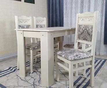 tek kreslo: Qonaq otağı üçün, Yeni, Açılmayan, Dördbucaq masa, 6 stul — 3