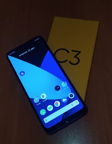 Realme: Realme C3 (3 cameras), 32 GB, rəng - Göy, Sensor, Barmaq izi, İki sim kartlı