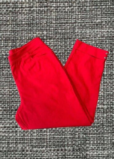 женские капри с мотней: Брючки капри - красные, размер 50 -52, стрейч