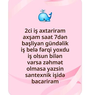 sirvan is elani: Axşam saat 19:00-dan başlayan ikinci iş axtarıram. Gündəlik əsaslı — 2