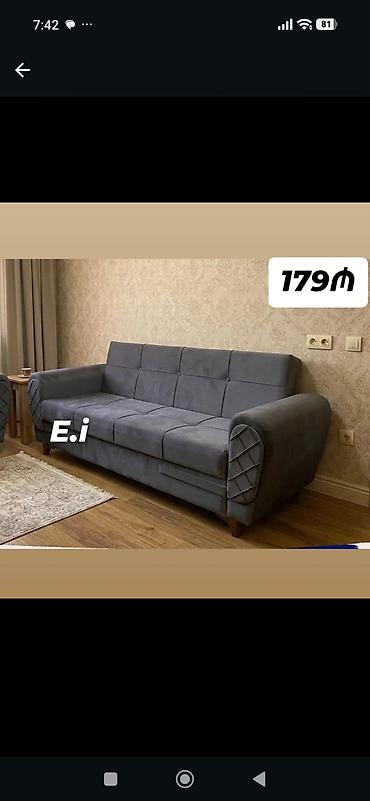 Məhsul: Qonaq otağı üçün 3 nəfərlik divan - Rəng: Tünd boz - Üslub