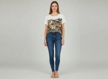 beżowa bluzki z krótkim rękawem: Women's blouse, size S