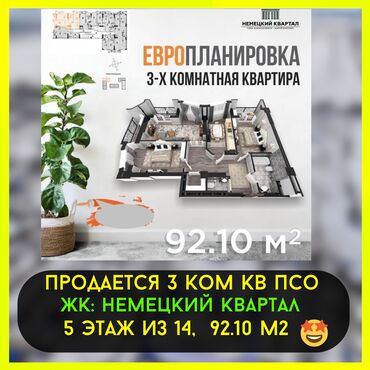 Фото- и видеосъёмка: 3 комнаты, 92 м², Элитка, 5 этаж, ПСО (под самоотделку)