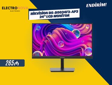 Kompüter və noutbuk aksesuarları: 🖥️ Hikvision DS-D5024F2-AP2 24" LCD Monitor 🔹 24 düym Full HD ekran –