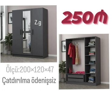 dolablar 2ci əl: *Dolab 3 Qapılı 💫 250Azn* ✔️Materialı Rusiya Laminatı 18/lik *✔️Rəng