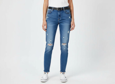 kurtka jeansowa z futerkiem bershka: Bershka, Jeansy damskie, rozmiar M