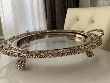 Çörək qabları: Əsl gümüş,zərif dizaynlı, oval formalı servis sinisi - Material