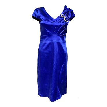 атласный платья: Вечернее платье, Коктейльное, Короткая модель, Атлас, Без рукавов, Камни, M (EU 38)
