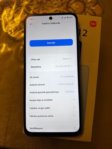Xiaomi: Xiaomi 12, 256 GB, rəng - Göy, 
 Barmaq izi