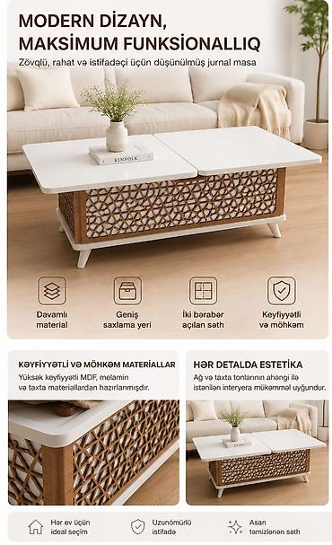acılan masalar: Qonaq masası, Yeni, Açılan, MDF, Dördbucaq masa — 1