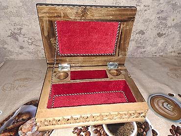 Sandıqlar: Taxta oymalı dekorativ qutu - Material: bərk ağac - Üst hissə: əl — 8