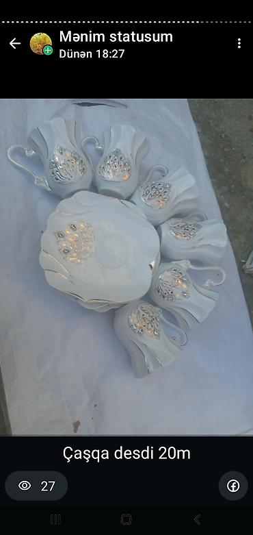 Çay dəsti, rəng - Ağ, Farfor
