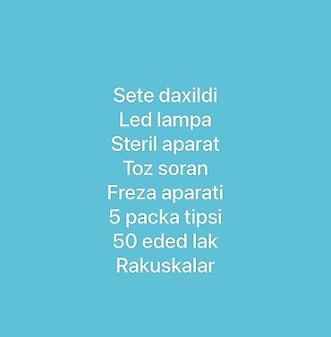 etir aparati: Manikür üçün tam professional set Komplektə daxildir: - LED lampa — 4