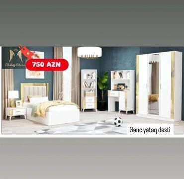 Mebel: Oğlan və qız üçün, Yeni, İkinəfərlik çarpayı, Dolab, Tumba, Yazı masası