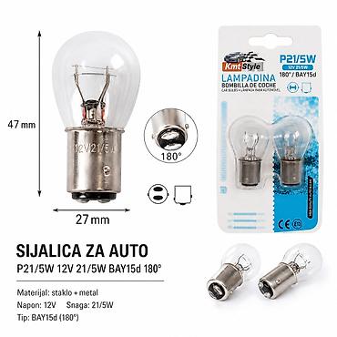KMT P21/5W auto sijalica, bela 2000254 - Tip/grlo: BAY15d (180°) -