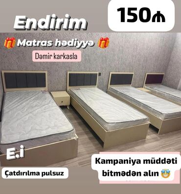 Çarpayılar: Təknəfərlik çarpayı, Bazasız, Matras ilə, Siyirməsiz — 2