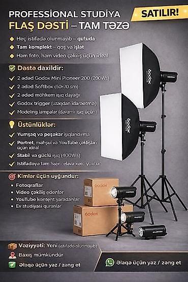 softbox: Peşəkar studiya flaş dəsti – tam komplekt Dəstəyə daxildir: - 2 ədəd — 1