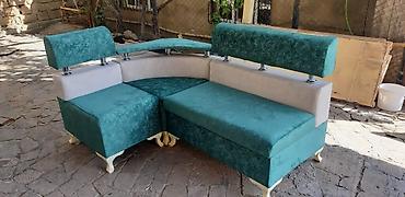 metbex divanlari: Künc divan, Mətbəx üçün, Parça, Bazalı — 7