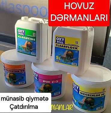 Məişət kimyəvi maddələri: Məhsul: Hovuz avadanlıqları və 5 li dərman dəsti 85 Azen Pilləkən 220 — 5