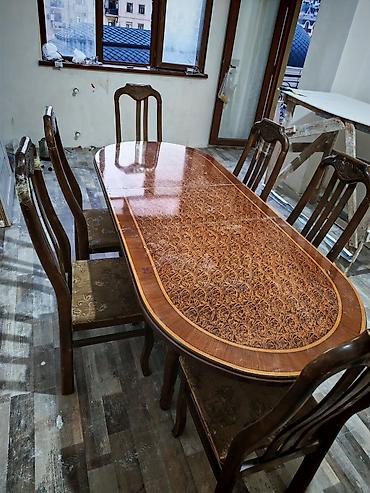 taxt 2ci əl: Qonaq otağı üçün, İşlənmiş, Açılmayan, Oval masa, 6 stul — 2