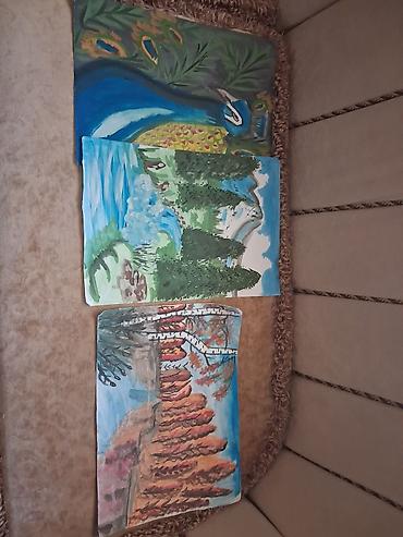 divar sekilleri: Akvarel rəsm işləri dəsti - 3 orijinal akvarel tablo. - Süjetlər: 1) — 1