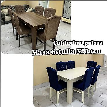 Masa və 6 stuldan ibarət yemək dəsti - Dəst: 1 masa + 6 stul - lalafo.az -da Masa və 6 stuldan ibarət yemək dəsti - Dəst: 1 masa + 6 stul -