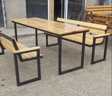 Bağ, çöl masa və oturacaq dəstləri: Yeni, Dördbucaq masa, 4 stul, Açılan, Stullar ilə, Taxta, Azərbaycan — 11