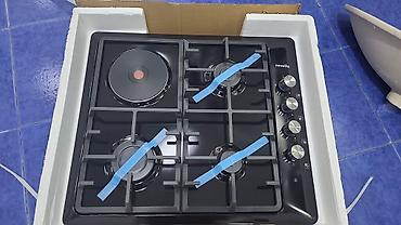 cezve: Qaz-elektrik kombinə olunmuş qaz plitələri – 60 sm enli, 4 ocaq gözü — 9