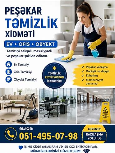 qapi evi: Salam.Xidmet deyil təmizlik isinen məşğulam ev,ofis, obyekt fərq etməz — 1