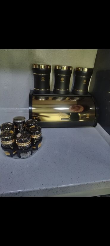 набор для рисования в баку: Qara-qızılı mətbəx dəsti – Uranus brendi - Çörək qutusu: Qızılı