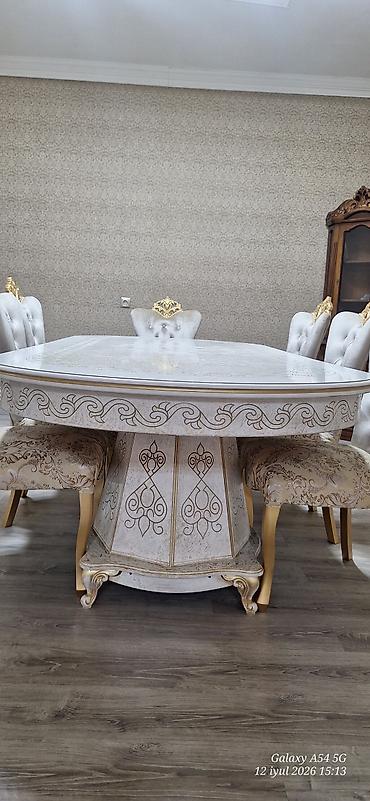 qonağ desti: Klassik üslubda 8 nəfərlik yemək dəsti - Dəst: oval formalı masa + 8 — 6