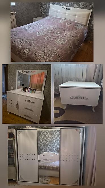 tek neferlik: Ağ rəngdə elegant yataq otağı dəsti Komplekt: - Çarpayı: yumşaq — 1