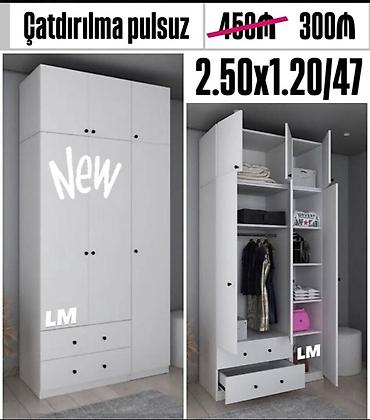 plastik dolap balkon: Ağ rəngli çoxfunksiyalı paltar dolabı Ölçü: 2.50 x 1.20 x 0.47 m — 1
