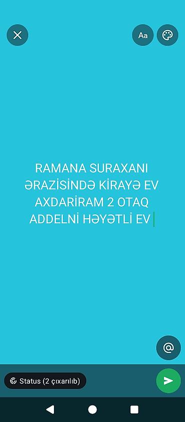 ucuztap kiraye evler: Ramana – Suraxanı ərazisində kirayə ev axtarılır. Tələb olunan ev: - 2 — 1