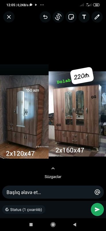 Dolablar: Yeni, Açılan, 4 qapılı Düz dolab, Qarderob, paltar dolabı — 21