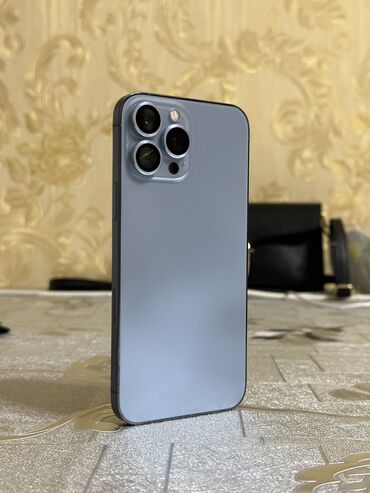 телефоны кнопачные: IPhone 13 Pro Max, Колдонулган, 256 ГБ, Көгүлтүр, Кабель, Куту, 84 %