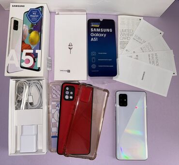 самсунг телфон: Samsung A51, Б/у, 128 ГБ, цвет - Белый, 2 SIM