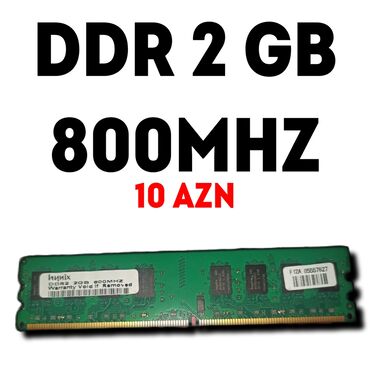 ddr3 ram notebook: Operativ yaddaş (RAM) Hynix, 2 GB, < 1333 Mhz, DDR2, PC üçün, İşlənmiş