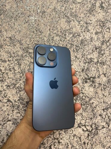 Apple iPhone: IPhone 15 Pro, 128 GB, Blue Titanium, Zəmanət, Face ID, Sənədlərlə