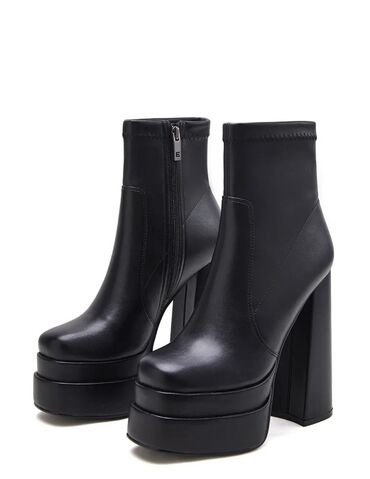 черные замшевые ботильоны: Женские ботильоны на высокой платформе и каблуке - Цвет: черный