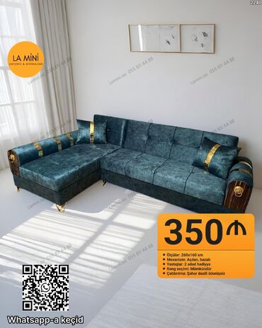 бескаркасный диван кровать: Künc divan, Açılan, Bazalı, Vеlur parça, Şəhərdaxili pulsuz çatdırılma