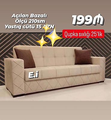 Divanlar: Açılan bazalı divan - Ölçü: 210 sm - Qupka sıxlığı: 25-lik - Yastıq — 1