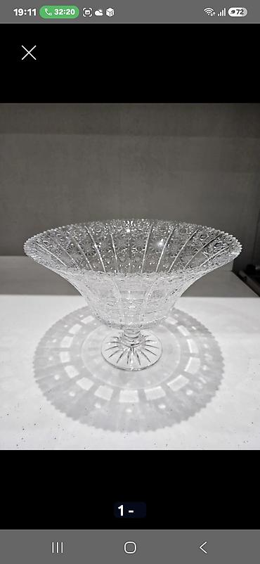 qazan qab: Məhsul 1: Şüşə/kristal meyvə qabı - Material: şəffaf kəsimli şüşə — 1