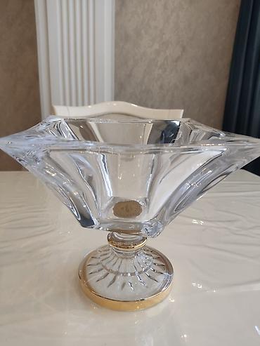 qoz: ROYAL Kristal – əl işidir, dekorativ ayaqlı meyvə/şirniyyat qabı — 1