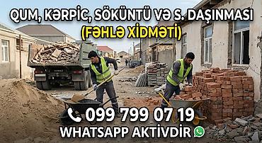 bolt elaqe nomresi: FƏHLƏ XİDMƏTİ – QUM, KƏRPİC VƏ SÖKÜNTÜ DAŞINMASI ​Hər növ fəhlə — 1