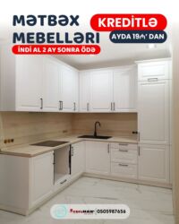 Sifarişlə mətbəx mebeli: Sifarişlə mətbəx dəsti, Özü çəkən petlələr, Mat laminat, Kredit var, Rayonlara çatdırılma, Pulsuz çatdırılma — 19