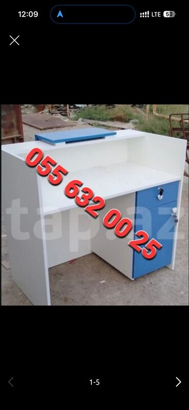 Qida məhsulları: Məhsul: Ofis üçün masalar və resepsiyon stendləri Təsvir: - Ağ rəngli